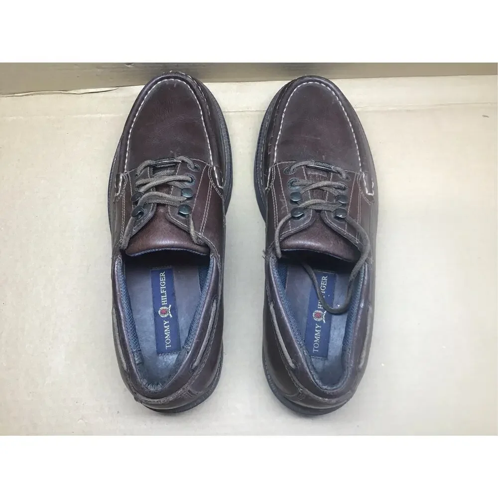 Tommy Hilfiger Men’s Size 11 M Brown Leather Lug Sole Boat Shoes Ox M14427 CH06